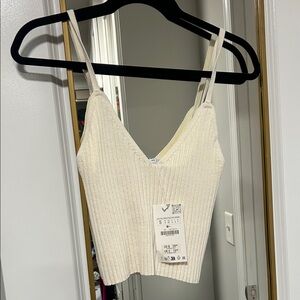 Zara Cream Ribbed Camisole Top